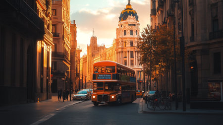 Bus on the street of London.の写真素材