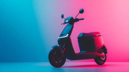 Classic scooter on colorful gradient background. Minimalism concept.の写真素材