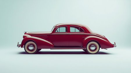 Classic car on a light background. 3d rendering. Computer digital drawing.