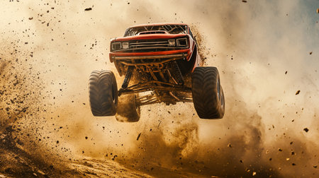 Racing off-road vehicle in the mud. Extreme sport.の写真素材