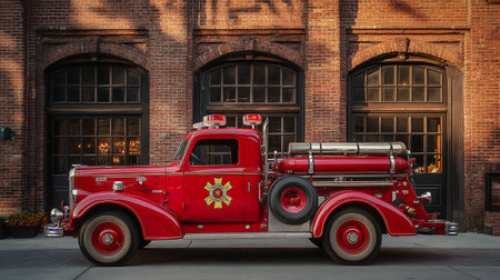 Fire truck in Brooklyn, New Yorkの写真素材