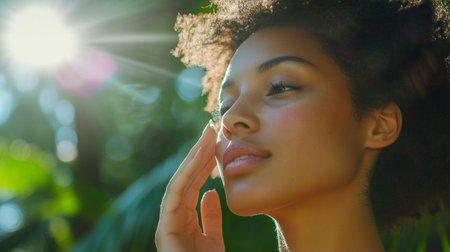 Portrait of beautiful african american woman with afro hairstyleのeditorial素材