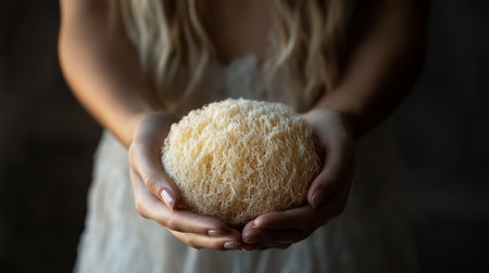 Closeup of woman's hands holding an object on dark background