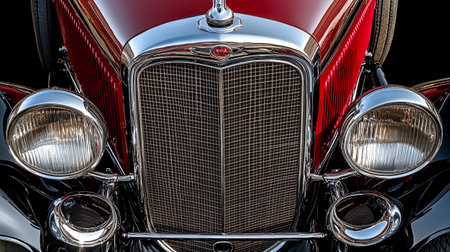 Vintage car headlight close-up. 3D rendering.