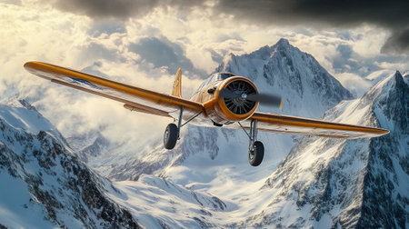 old airplane in the mountains. 3d illustration. 3d rendering