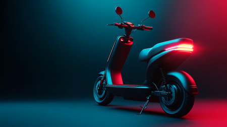 Modern classic scooter on a dark background. 3D Renderingの写真素材