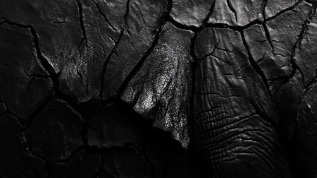Black and white background of an elephant's skin, close-up