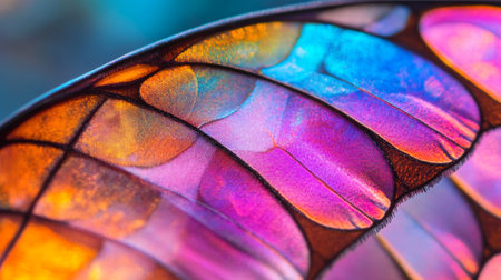 Colorful stained glass butterfly wing in close up view. Abstract background