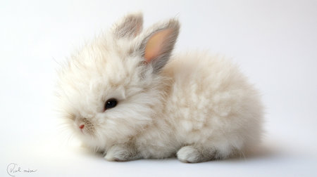 White rabbit on a white background. Baby rabbit on a white background.の写真素材