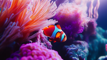 Clown anemonefish in the sea anemone.の写真素材