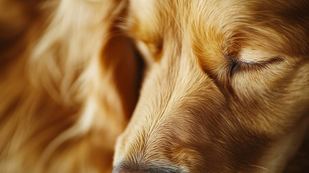 Close up of golden retriever dog's eyes, shallow depth of fieldの写真素材