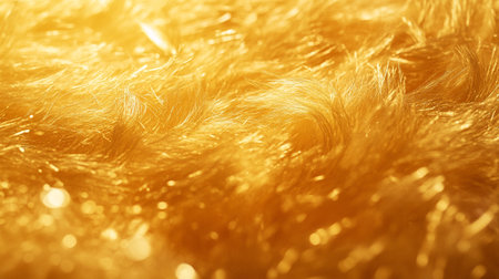Abstract background of golden fluffy fabric with bokeh defocused lightsの写真素材