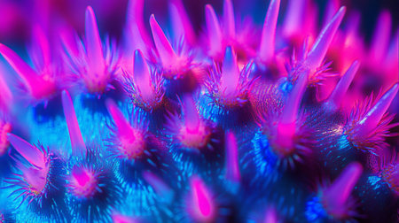 Microscopic close-up view of the virus cells. 3D rendering
