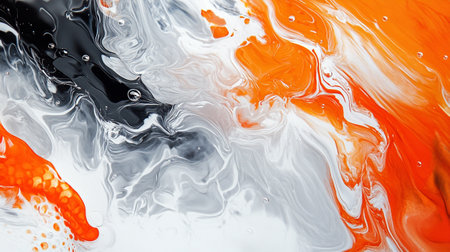 abstract background of orange and white acrylic paint. Close-up.の写真素材