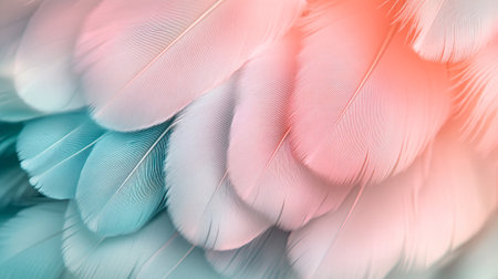 close up of colorful feathers as a background, soft pastel colorsの写真素材