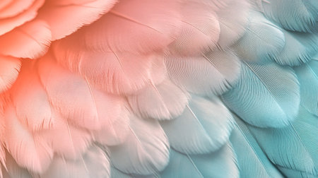 Beautiful bird feathers in soft color and blur style for background.の写真素材