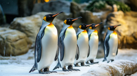 Group of king penguins in a zoo. King penguin (Aptenodytes patagonicus)の写真素材