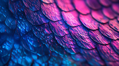 Macro shot of the surface of a purple and blue snake skinの写真素材