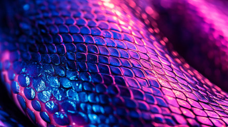 Purple snake skin texture background. Close up of purple snake skin texture.の写真素材