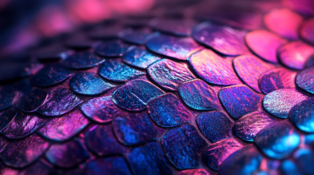 Close-up of a purple snake skin. Snake skin texture.の写真素材