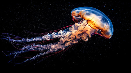 Jellyfish in the ocean. 3D illustration. Jellyfish in the ocean.の写真素材
