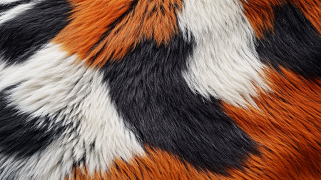 Closeup detail of a red and black fur texture background.