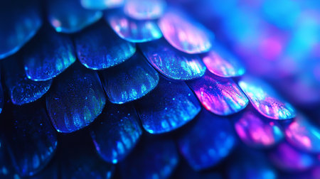 Macro closeup of water drops on a blue flower petal