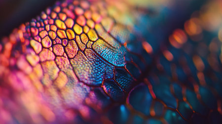 Macro shot of a colorful snake skin. Colorful background.の写真素材