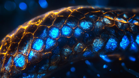 Macro closeup of a crystal flagellum in blue light