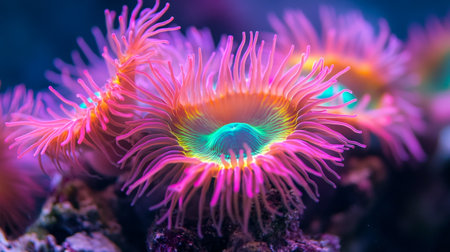 Colorful sea anemone close-up. Underwater world.の写真素材