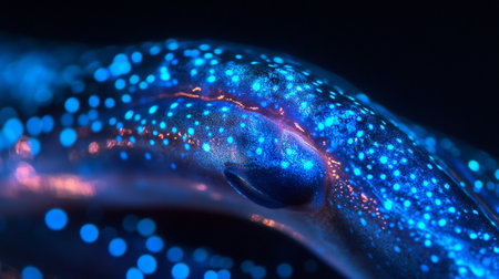 Futuristic 3D rendering of a glowing science fiction object with depth of field and bokehの写真素材