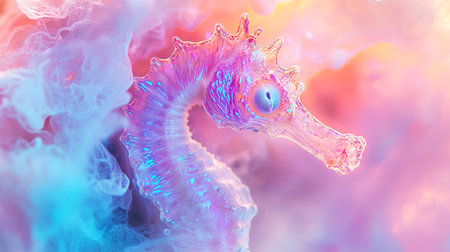 Seahorse in the water. 3d rendering, 3d illustration.の写真素材