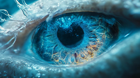 Close up of human eye in blue tone. 3d rendering.の写真素材