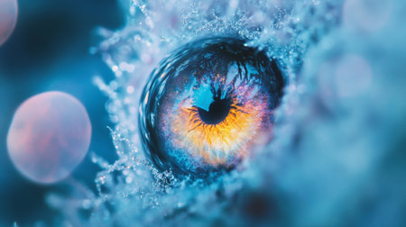 Human eye in water. 3D rendering, 3d illustration.の写真素材