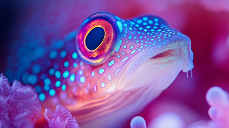 Macro shot of a fish on a coral reefの写真素材