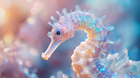 Hippocampus seahorse underwater close up. 3d renderingの写真素材