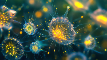 3D illustration of Neuron cells. Neuron cells in human body. Neuron cells