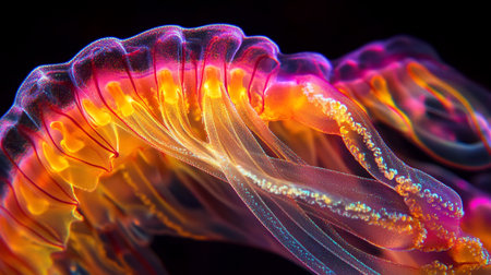 Colorful jellyfish in the aquarium. Close-up. Abstract background.の写真素材