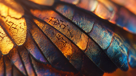Macro photo of a butterfly wing texture background. Selective focus.の写真素材