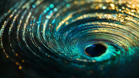 Macro close up of a blue peacock feather with shallow depth of fieldの写真素材