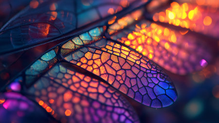 Macro shot of a leaf with colorful bokeh background.の写真素材