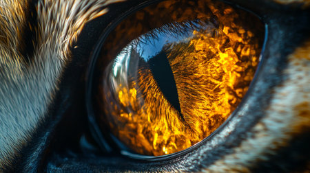 Eye of a cat in the rays of the setting sun. macroの写真素材
