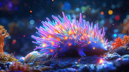 3D render of a colorful underwater world with corals and fishの写真素材