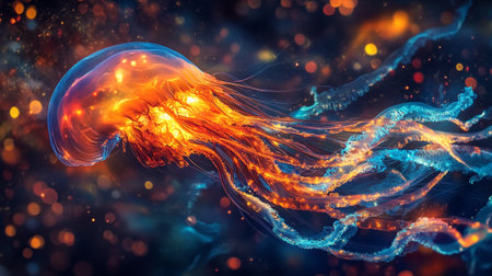 Jellyfish in the water. 3d rendering, 3d illustration.の写真素材