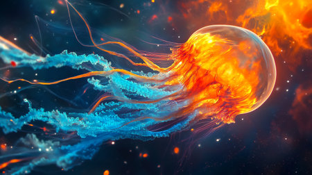 Jellyfish in the ocean. 3d illustration of a jellyfish