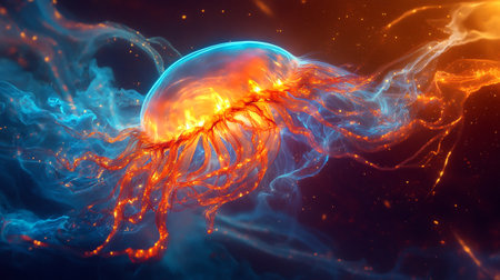 Jellyfish in the water, 3d rendering, computer digital imageの写真素材