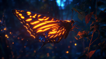 Butterfly in the night forest. Beautiful butterfly in the nature.の写真素材
