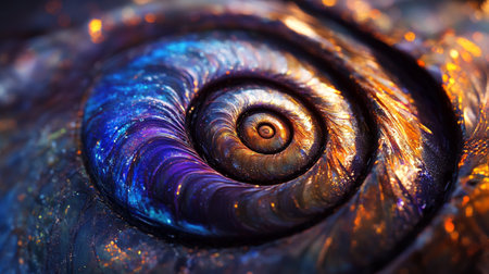 Macro shot of a spiral shell. Abstract background and texture.