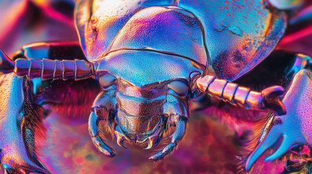 Macro of a beetle on a colorful background. Colorful beetleの写真素材