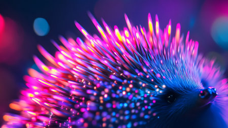 Fiber optics close-up macro photo with bokeh backgroundの写真素材